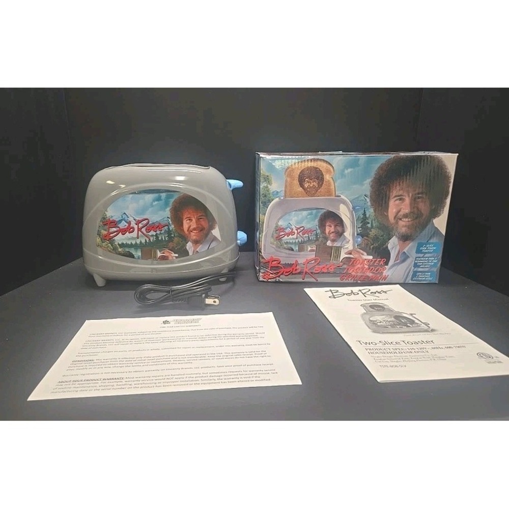 Bob Ross Two-Slice Toaster New Open Box Tested Works w/ Manual Uncanny Brands